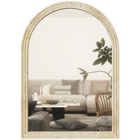 WANDSPIEGEL DE-14377 mit Bogenform und gerilltem Rand Beige - Beige, Kunststoff (50/70/2cm) - ComfortXL