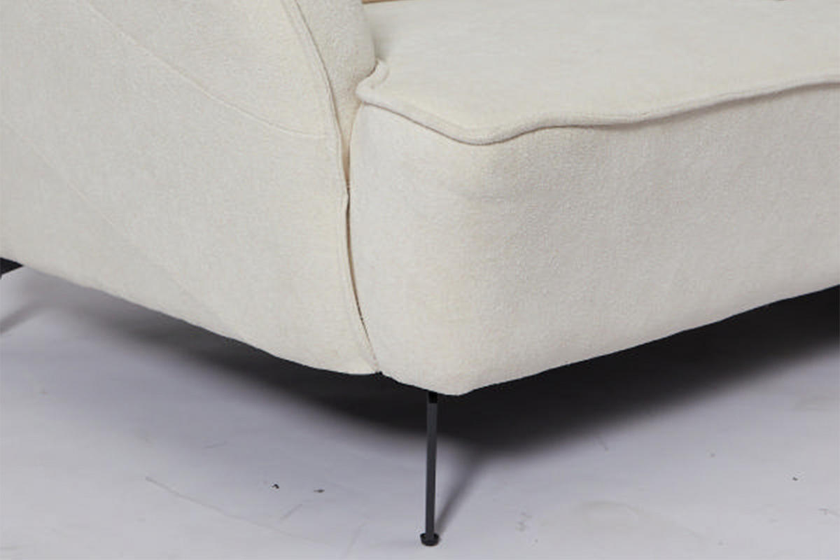 DESIGNSOFA GARBO Cremeweiß Webstoff - Creme/Schwarz, Textil/Metall (280/92/158cm) - KAWOLA