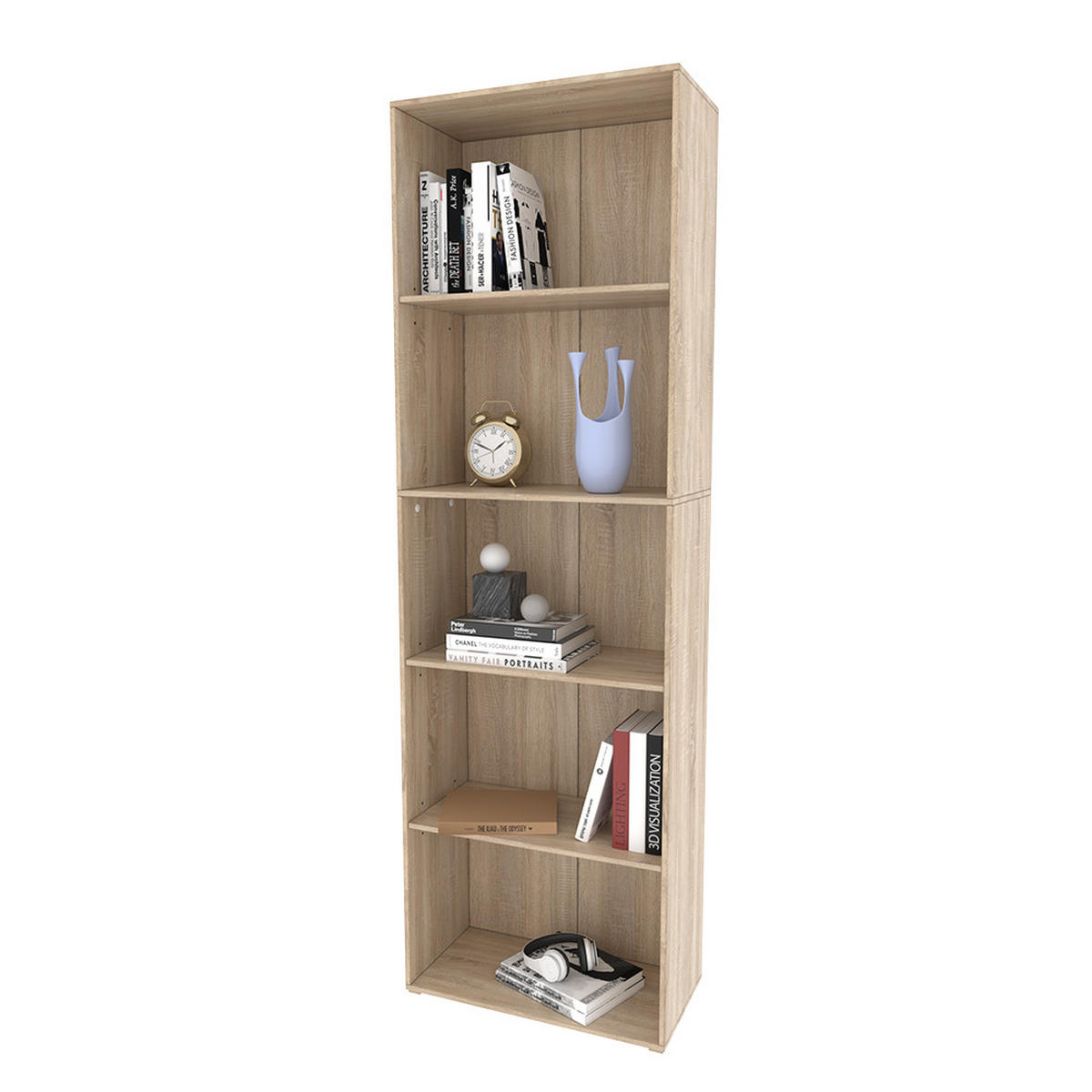 BÜCHERREGAL Bob Sonoma 60 x 190 cm mit 5 Fächern - Sonoma Eiche, Holzwerkstoff (60/190/30.4cm) - Vicco