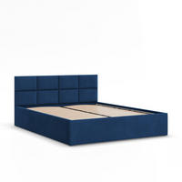 POLSTERBETT MIT KOPFTEIL 180x200 ohne Bettkasten BORGO, Blau - Dunkelblau, Textil (180/200cm) - Mebligo