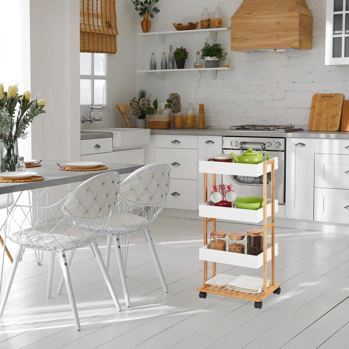 SERVIERWAGEN - Multicolor, Holz/Holzwerkstoff (40/88/30cm) - Relaxdays
