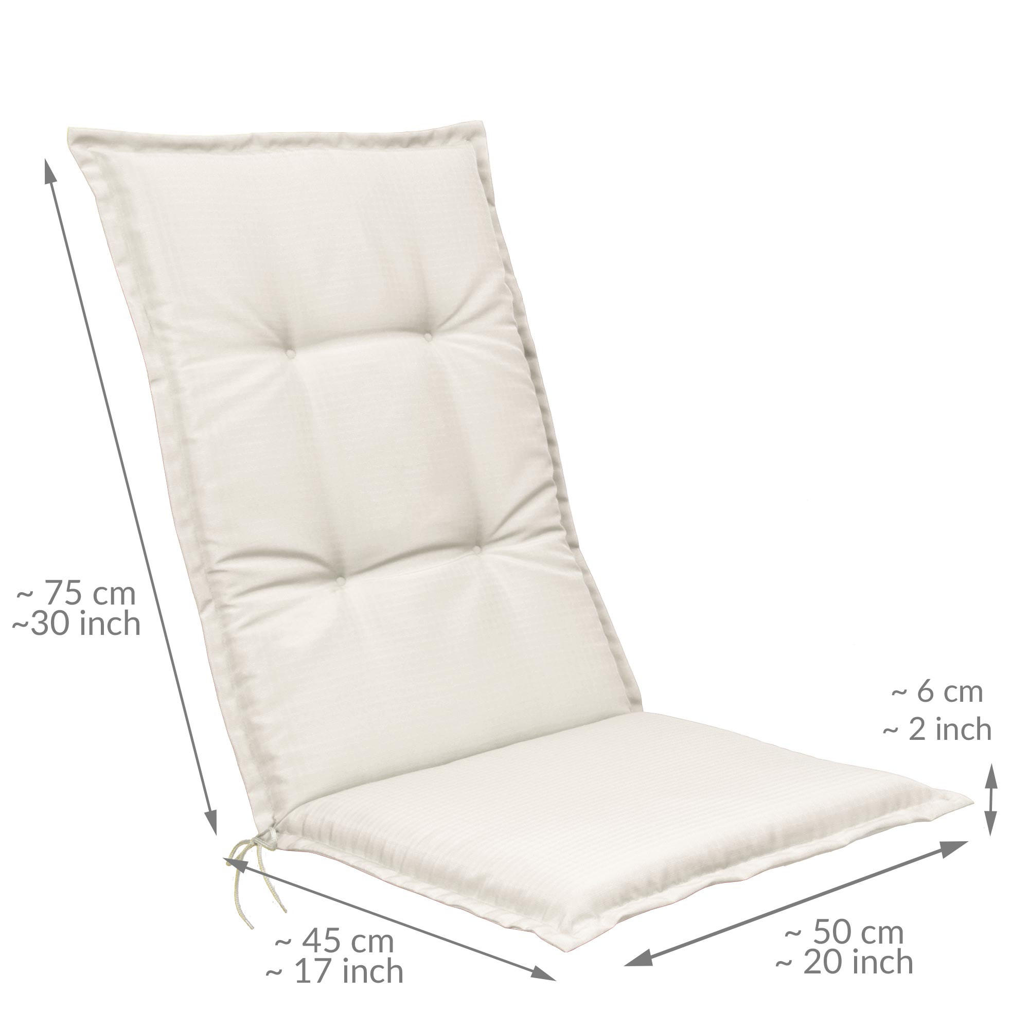 HOCHLEHNERAUFLAGE Base HL 120/50/6cm Natur 4tlg - Naturfarben, Textil (50/6/120cm) - Beautissu 