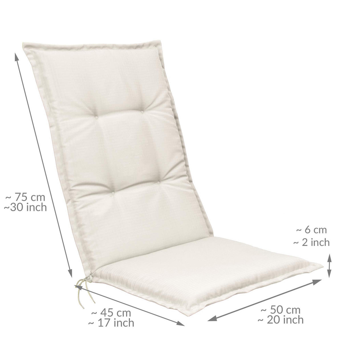 HOCHLEHNERAUFLAGE Base HL 120/50/6cm Natur - Naturfarben, Textil (50/6/120cm) - Beautissu 