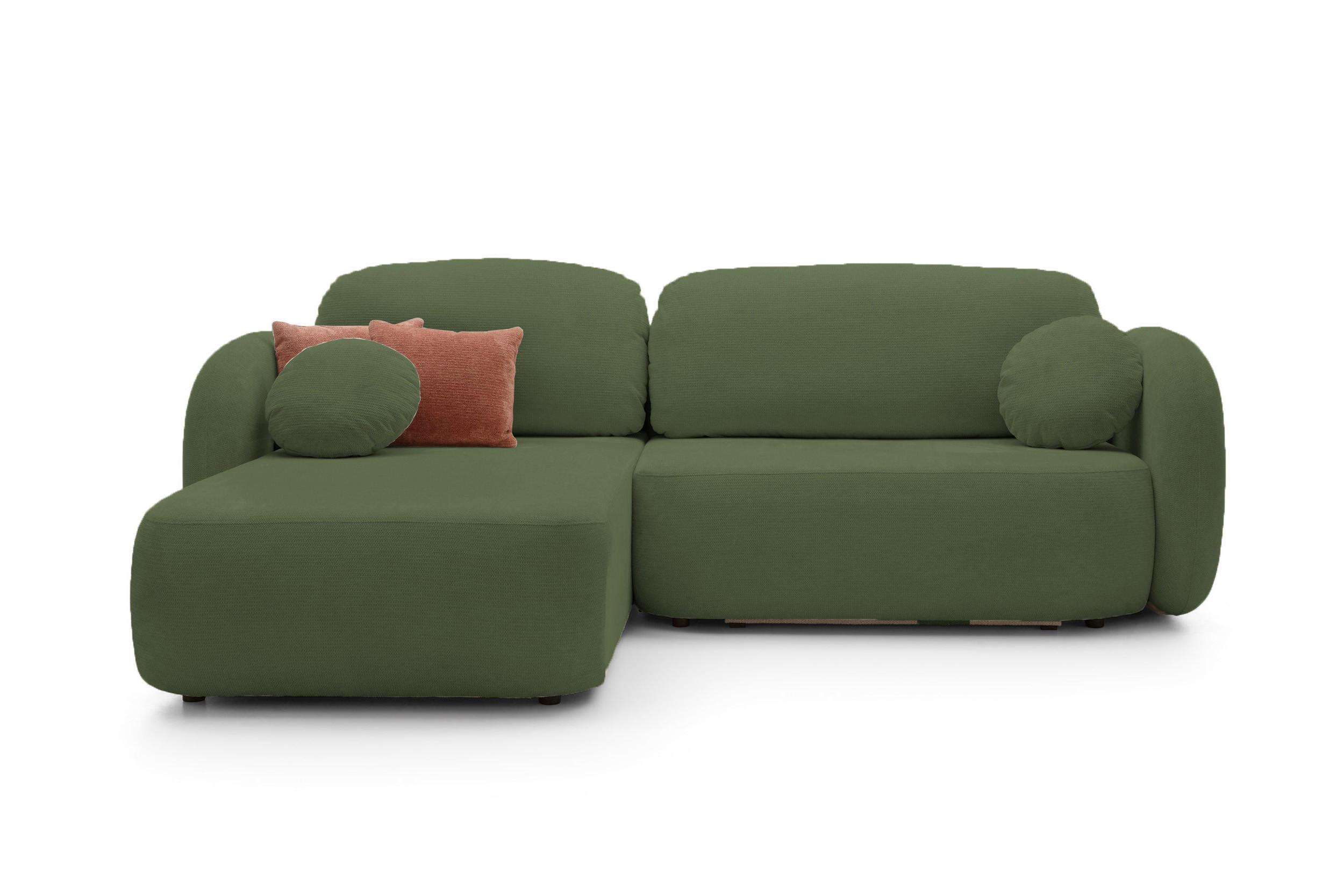 ECKSOFA OLIO L-Form Schlaffunktion mit Bettkasten, lose Rückenkissen, freistehend, LINKS 174x248 cm Green - Grün, Holz/Textil (174/248cm) - DomoHome