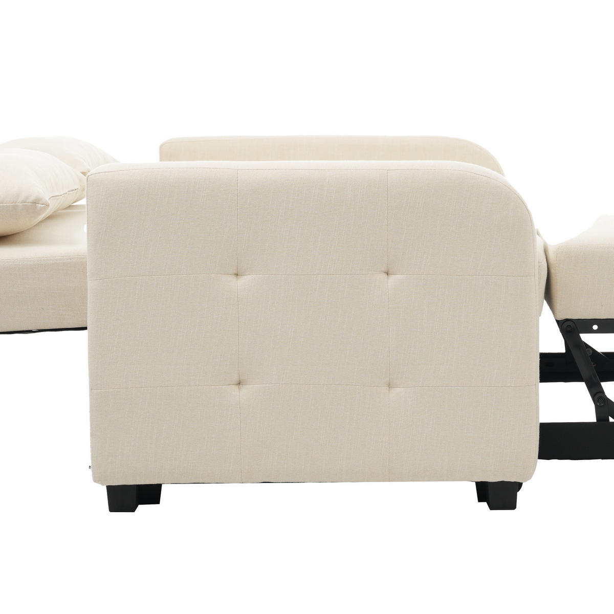 SCHLAFSESSEL Multifunktionales Klapp mit verstellbarer Rückenlehne Beige 127/75/94 cm - Beige, Kunststoff (127/94/75cm) - OKWISH