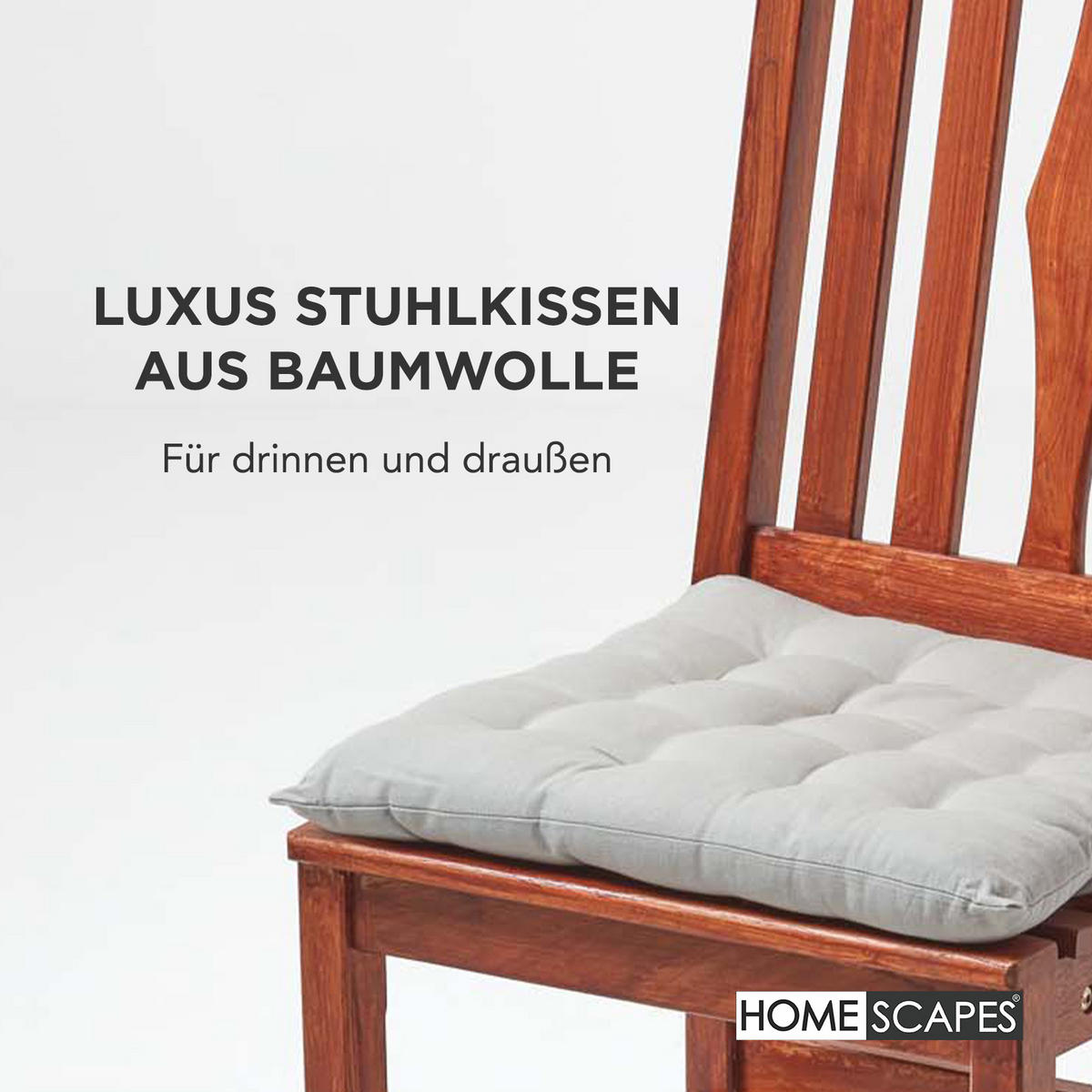 STUHLKISSEN 4er-Set grau 40/40/6,5 cm - Grau, Textil (40/40/6.5cm) - Homescapes