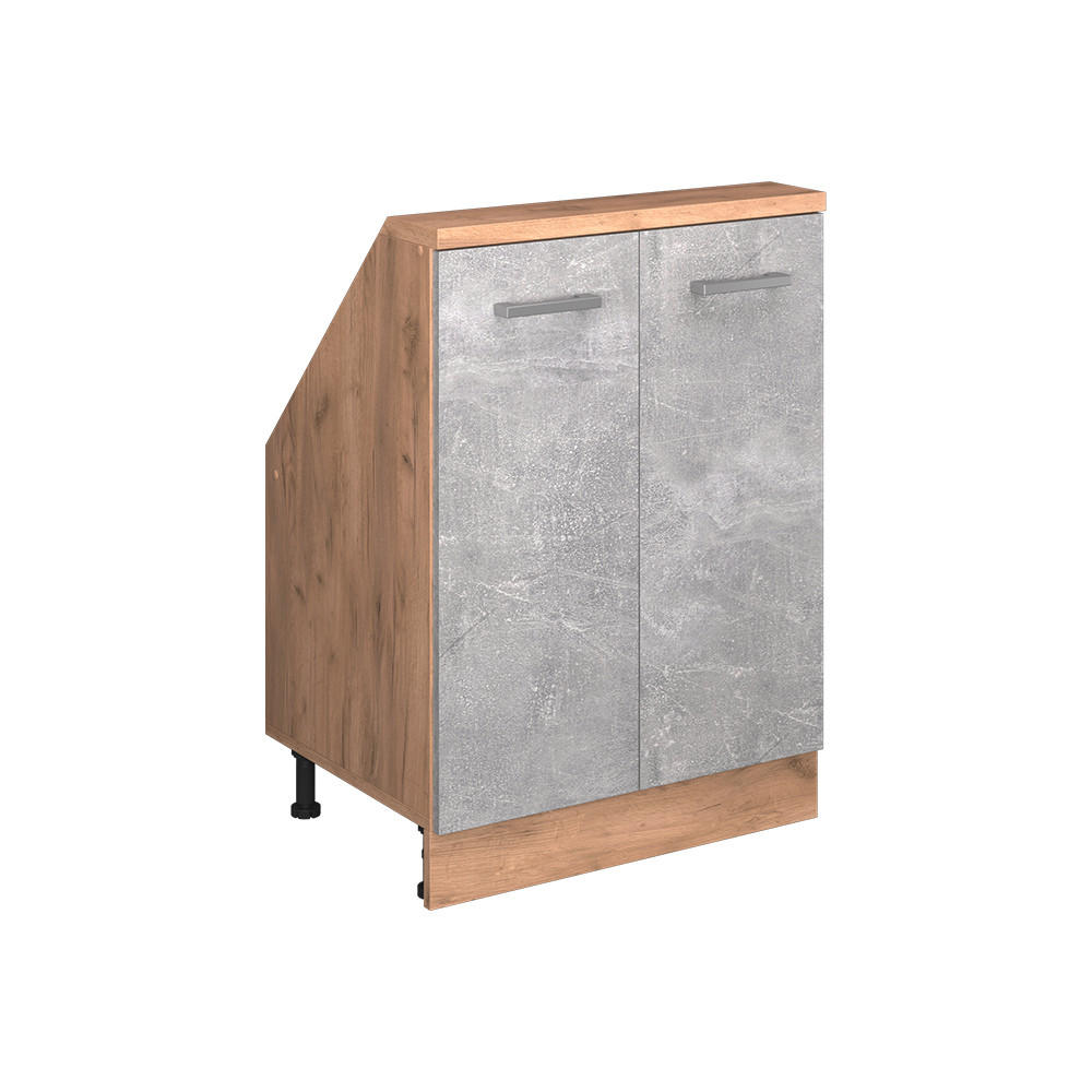 Vicco Dachschrägenschrank Grau, Eiche 60x83.8x46 cm