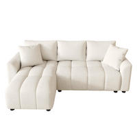 ECKSOFA 204/127/82.5 cm Beige Chenille mit 2 Zierkissen - Beige, Textil (204/127cm) - Oxeza