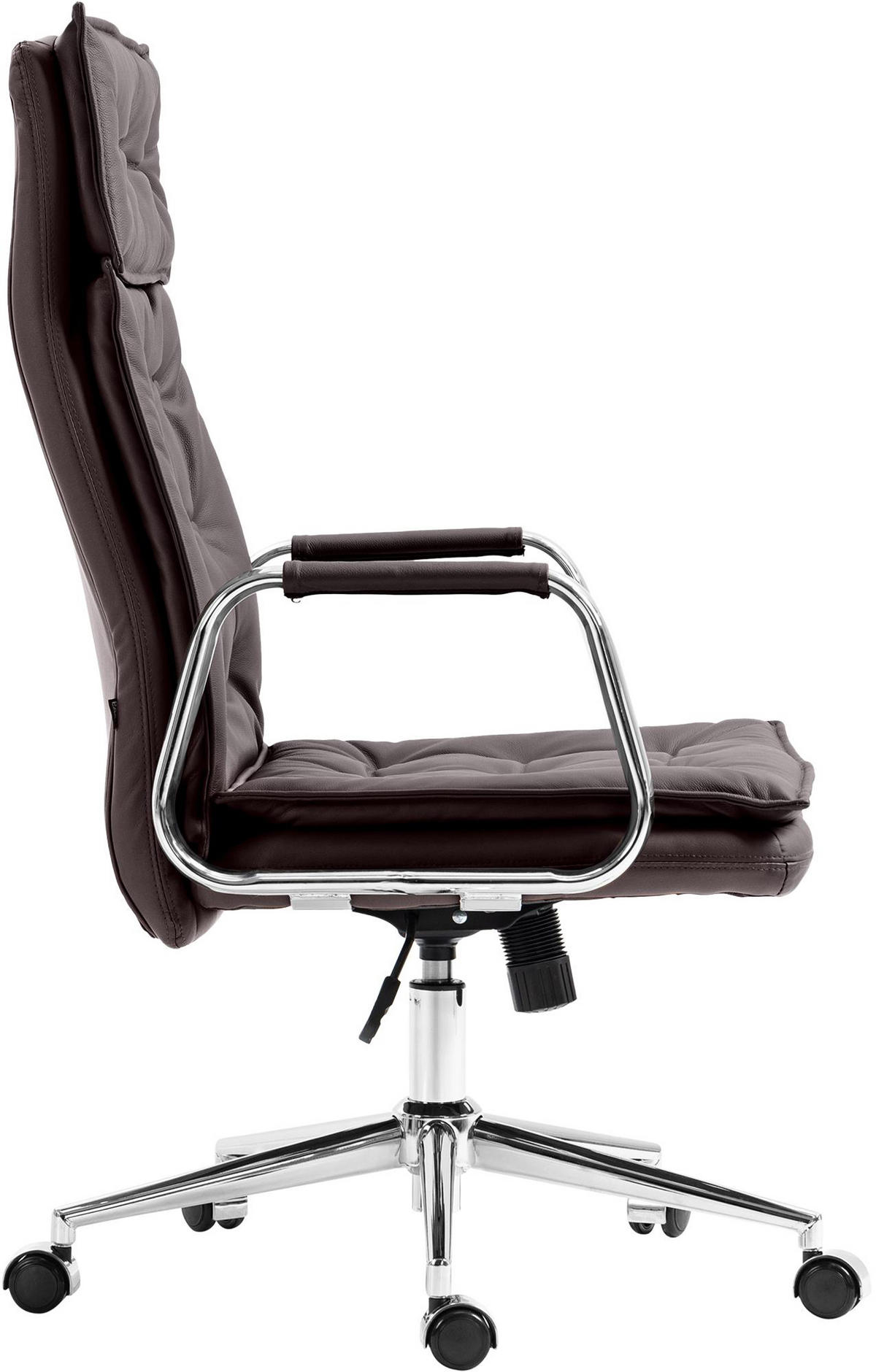 BÜROSTUHL Ronix Echtleder braun - Chromfarben/Braun, Leder/Metall (60/120/65cm) - TPFLiving