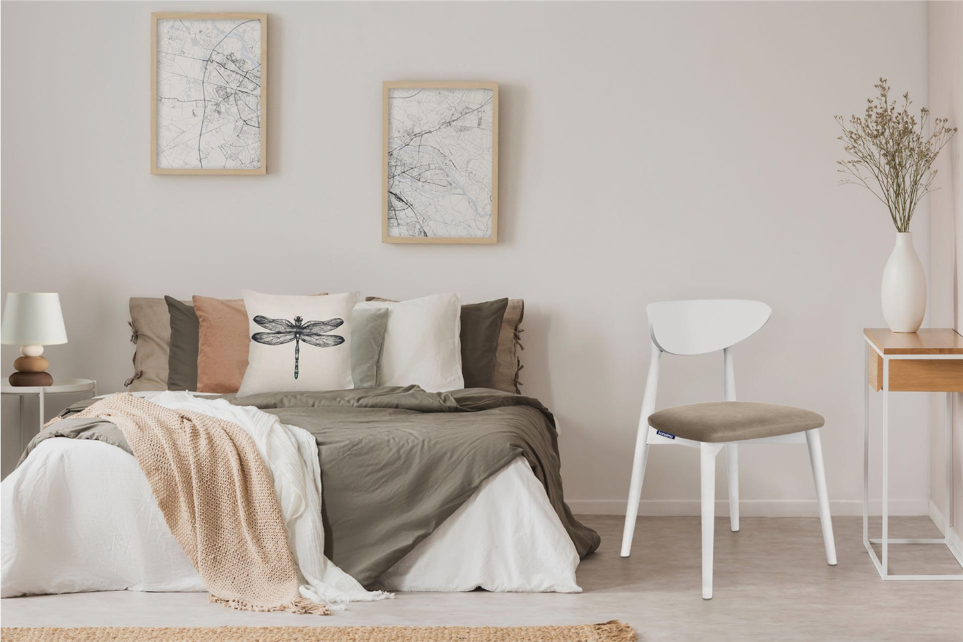 Thumbnail - Konsimo® Esszimmerstühle, Beige, Weiß, Holz, Echtholz, 47x79x45 cm, Esszimmer, Stühle, Esszimmerstühle, Vierfußstühle