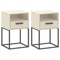 NACHTTISCH RECTUS 2-er Set - Creme/Schwarz, Holzwerkstoff (40/65/39cm) - KONSIMO®