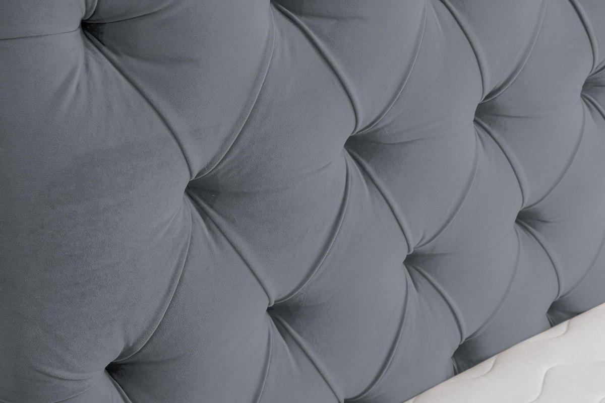 POLSTERBETT CHESTERFIELD mit Bettkasten Velour Stoff 140 x 200 cm - Grau, Holzwerkstoff (140/200cm) - VENASI MÖBEL