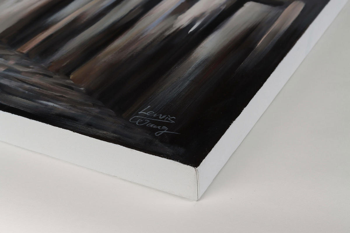 ÖLGEMÄLDE 80/80 cm - Schwarz/Grau, Holz/Textil (1.6/80cm) - KUNSTLOFT