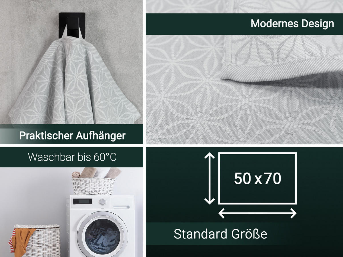 GESCHIRRTÜCHER, 4er-Set, 50x70 cm, 100% Baumwolle, Grau - Hellgrau, Textil (50/70cm) - Zollner