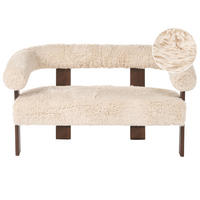 2-SITZER-SOFA Webpelz Cremeweiß/Dunkelbraun Ilbro - Creme, Textil (138/76/68cm) - Beliani