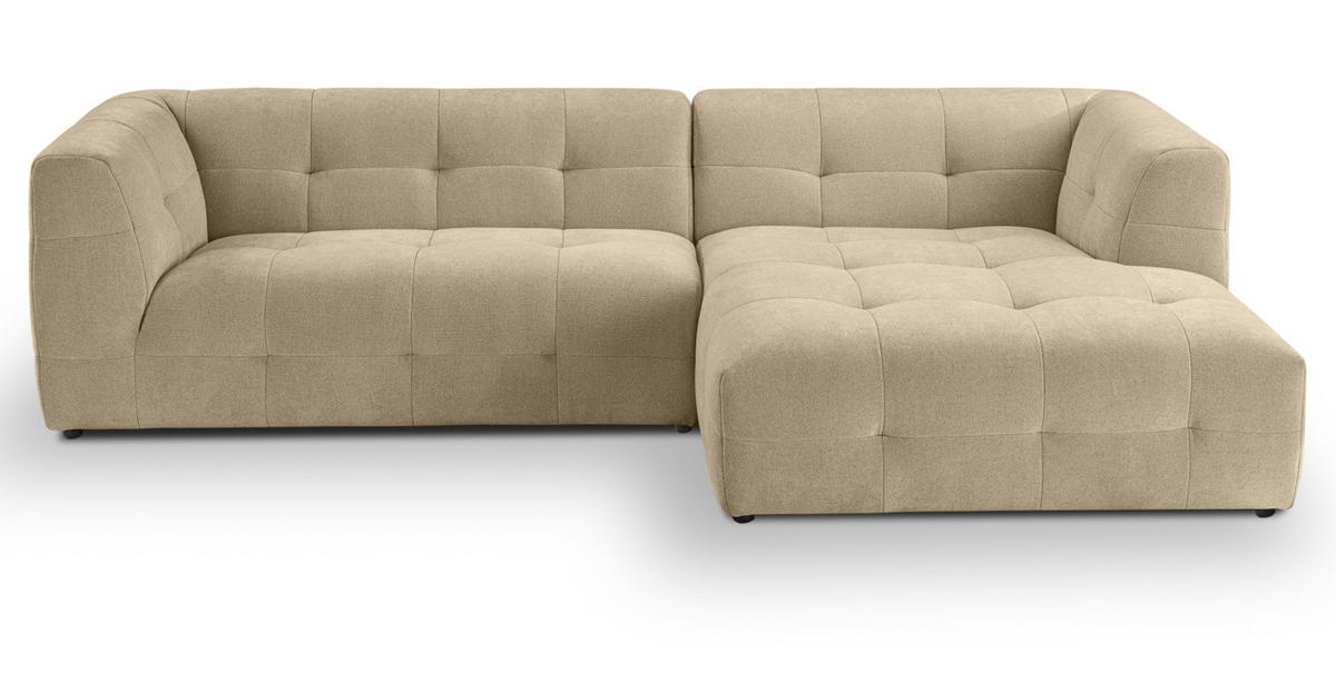 SOFA beige Webstoff 292 x 161 cm, Ecksofa 5-Sitzer, L-Sofa Ottomane rechts - Beige, Holz/Textil (292/161cm) - Inn.Furn