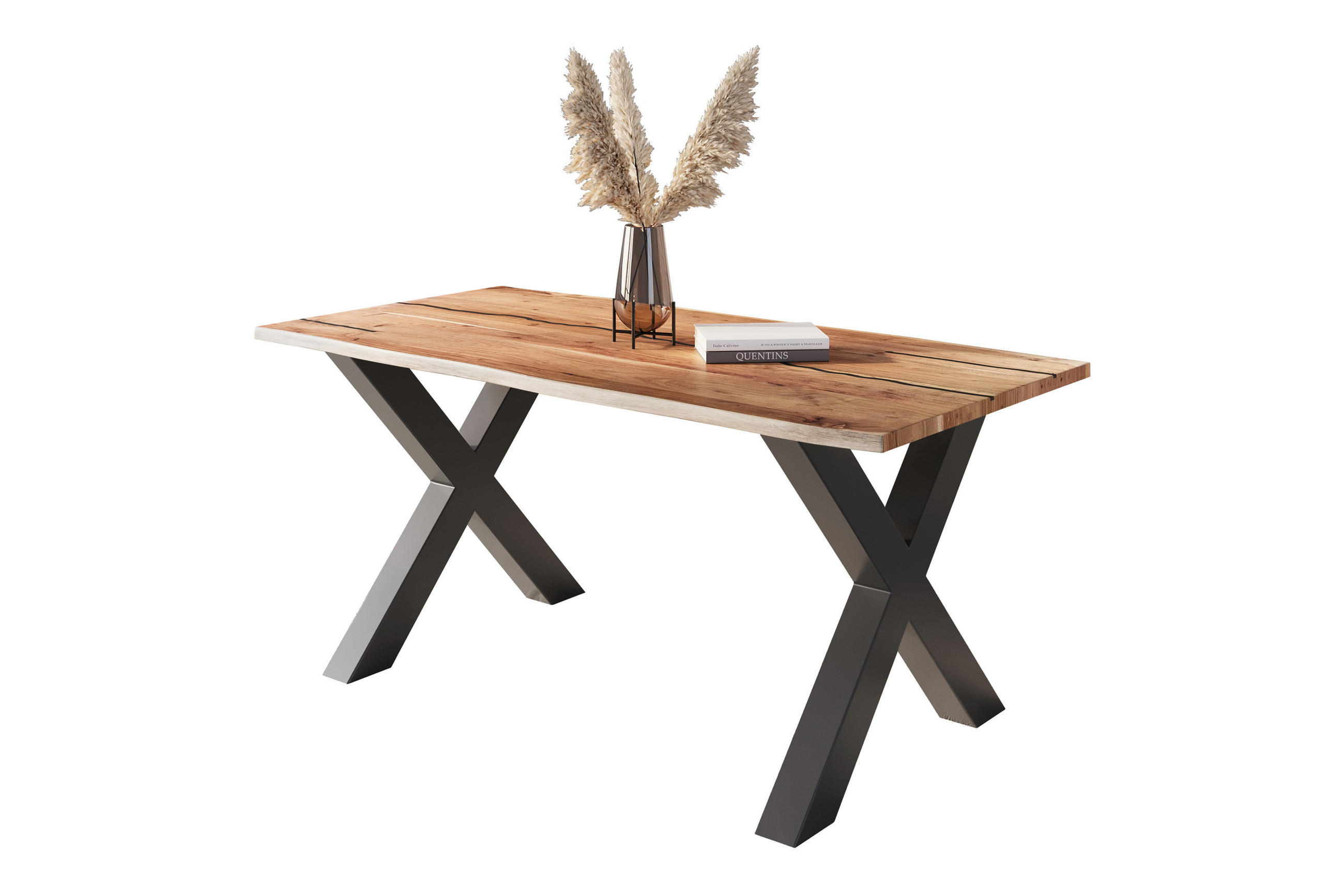 ESSTISCH POLLY - Beige/Schwarz, Holz/Metall (85/160/77cm) - SAM