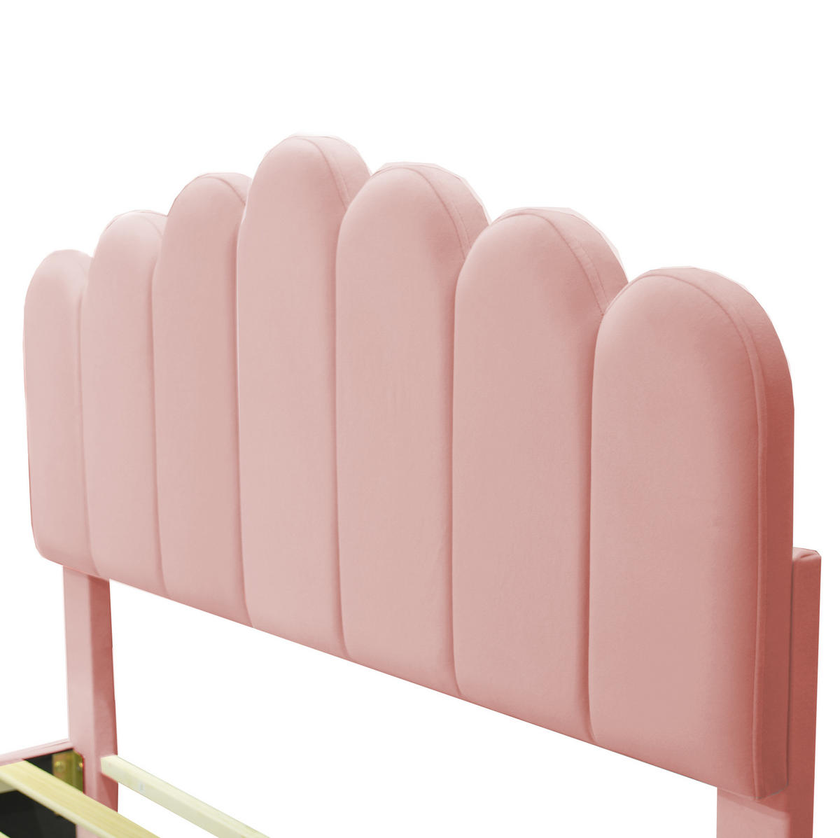 SAMT-POLSTERBETT 140/200 cm in Rosa mit Lattenrost und verstellbarem Kopfteil - Rosa, Textil (140/200cm) - BEAOK
