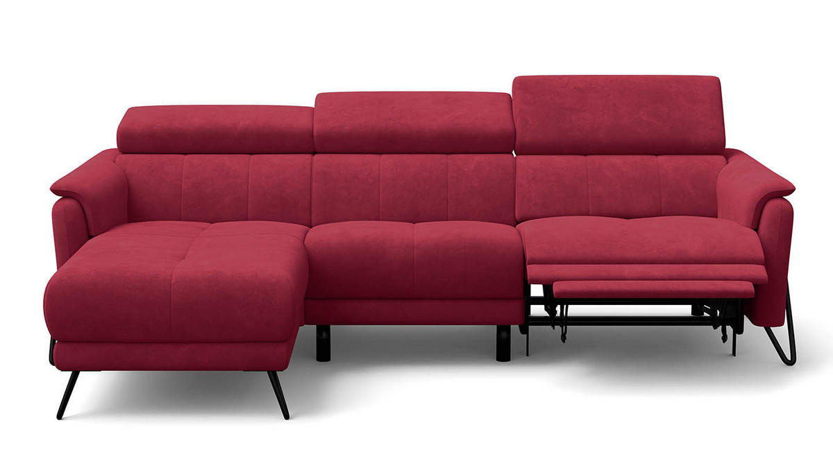 ECKSOFA RODEN 4-Sitzer mit Relax, rostrot, Veloursstoff - Rot, Holz/Textil (268/92cm) - Wozimo