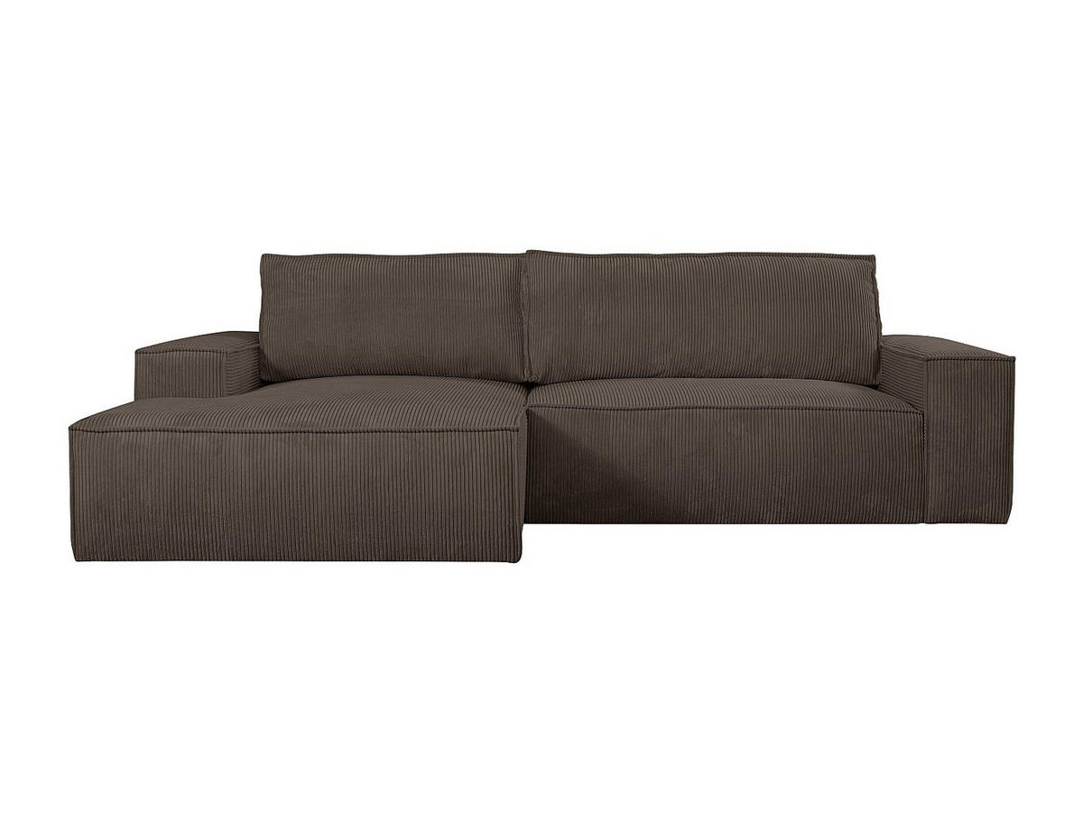 ECKSOFA mit Schlaffunktion - Ecke Links - Cord - Braun - AMELIA - Dunkelbraun, Textil (267/167cm) - Vente-Unique
