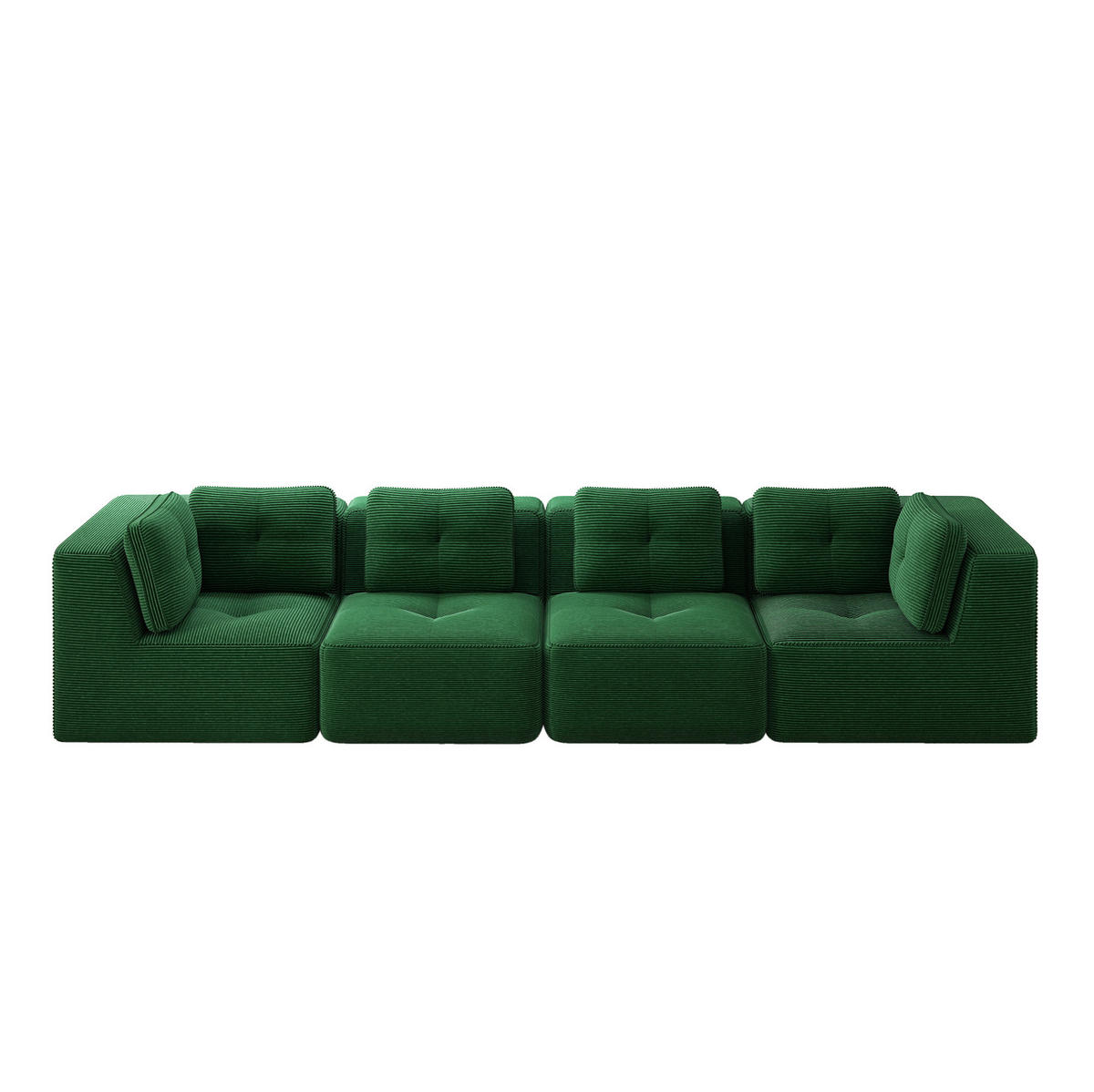 ECKSOFA 386/104/69 cm grün aus Cord mit modularem Design und rutschfestem Standfuß - Grün, Textil (104/386cm) - OKWISH
