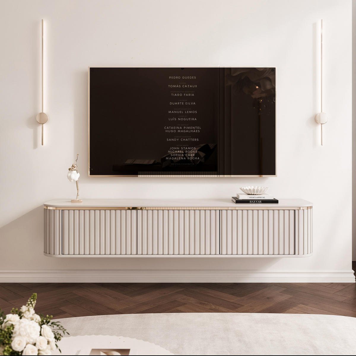 TV-LOWBOARD AZELIA Kaschmir hängend mit LED-Beleuchtung 165 cm - Kaschmir, Holzwerkstoff (165/31/35cm) - Idohome