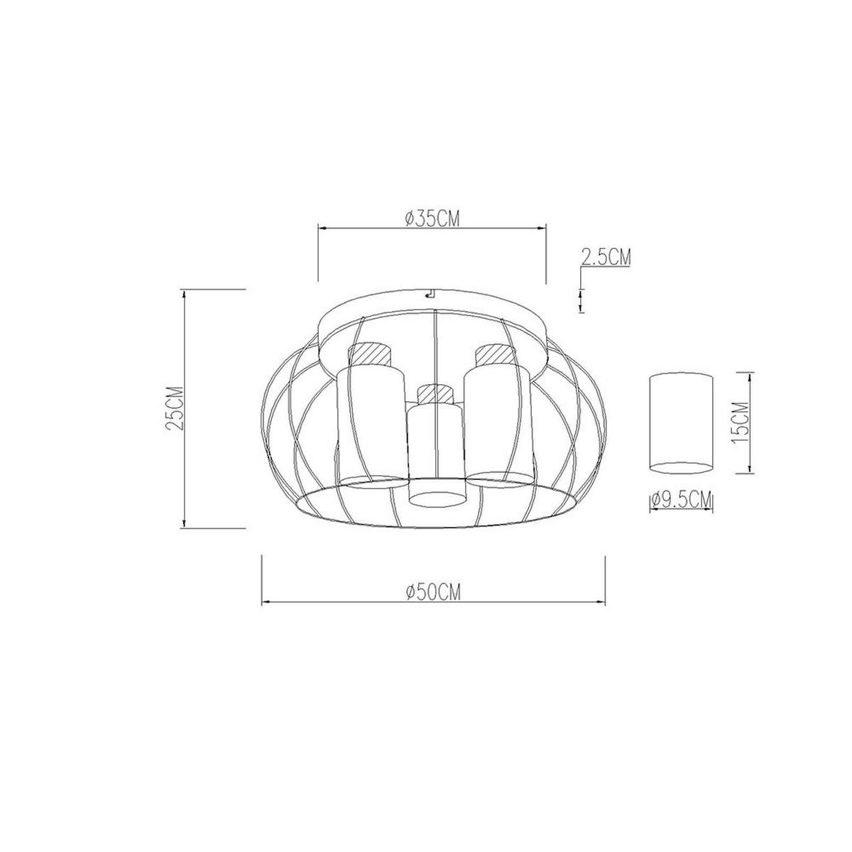 DECKENLEUCHTE ROWENA LED Metall Schwarz matt, Eiche - Schwarz, Holz (50/50/25cm) - Globo Lighting
