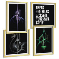 BILDER SET 4er Set - 50x50 cm & 40x60 cm Goldrahmen - Abstrakte schwarze Muster - Goldfarben, Kunststoff (50/50cm) - TULUP