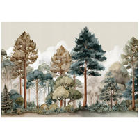 FOTOTAPETE Wald Bäume Grün 200x140 cm - Multicolor, Papier (200/140cm) - Wallarena