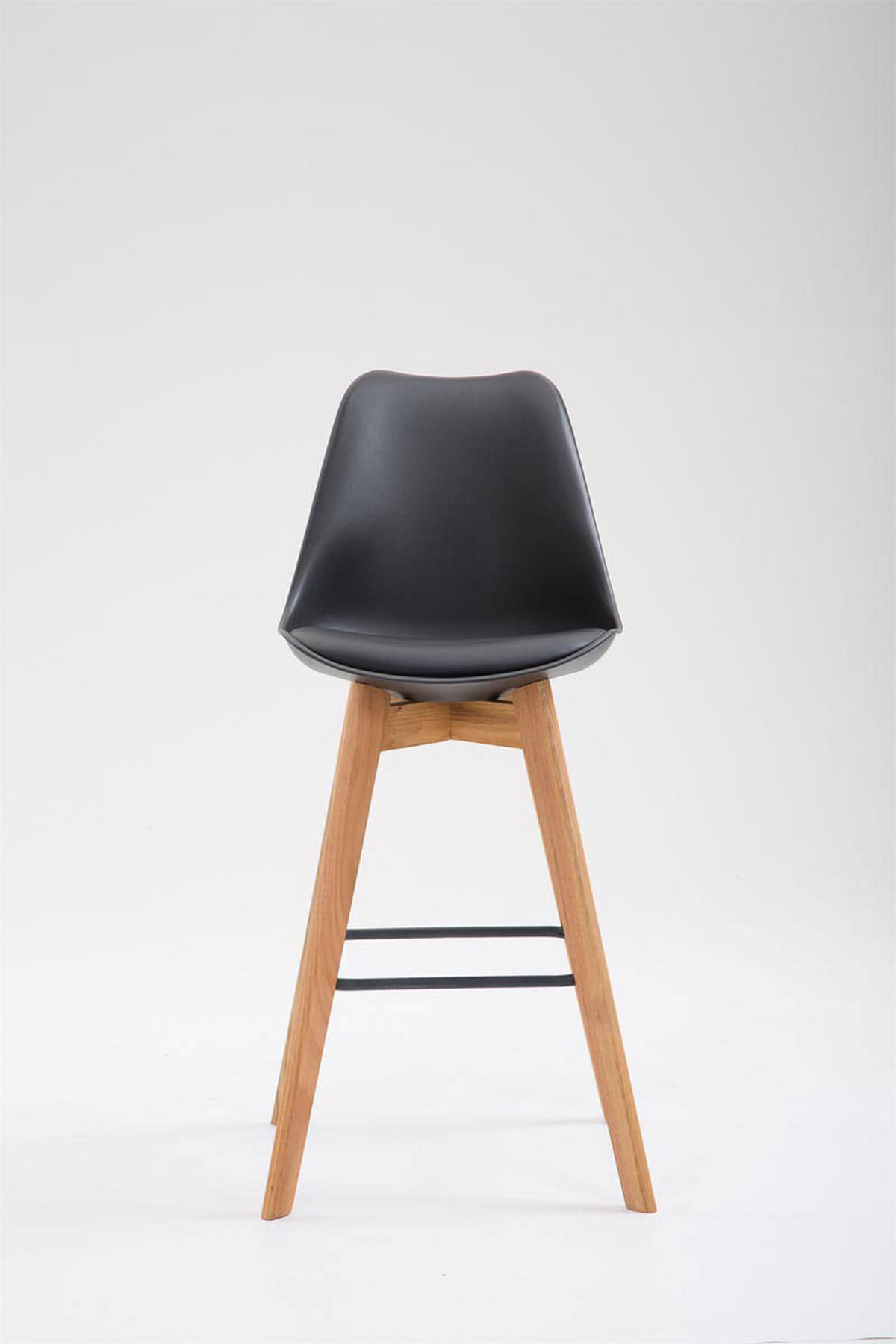 BARHOCKER Medoc, Gestell Natura, Kunstleder Schwarz - Schwarz/Naturfarben, Holz/Kunststoff (48/100/56cm) - TPFLiving