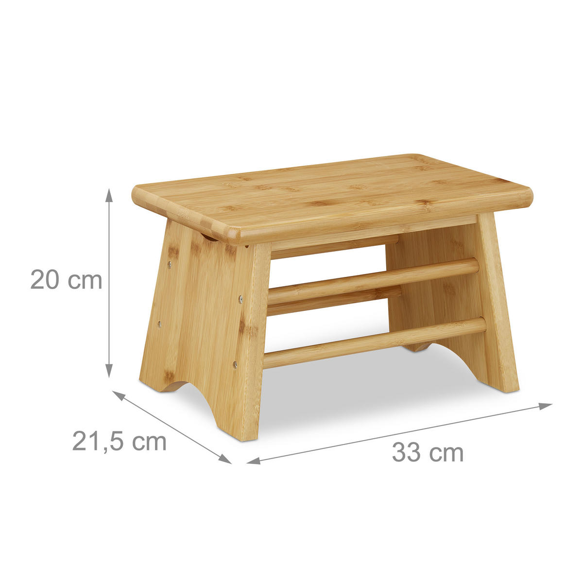 FUSSBANK - Hellbraun, Holz (33/20/21.5cm) - Relaxdays