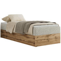 BOXBETT WOOD ZERO 90/200 - Hellgrau Struktur - H3 - Topper T25 - Hellgrau, Textil (90/200cm) - MKS