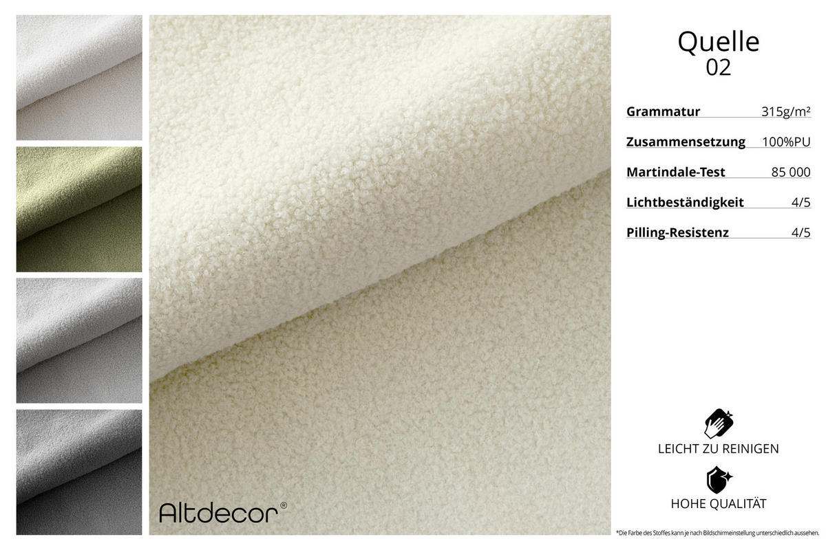 ECKSOFA Ottomane Rechts MARI-L2 - 317x163x81 cm Beige Bouclé - Beige/Schwarz, Holzwerkstoff/Kunststoff (317/163cm) - ALTDECOR