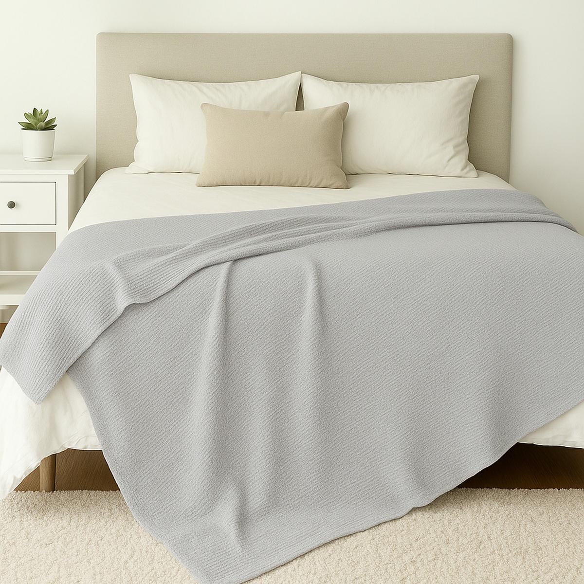 KUSCHELDECKE Waffelpiqué 140x200 cm Hellgrau - Hellgrau, Textil (140/200cm)