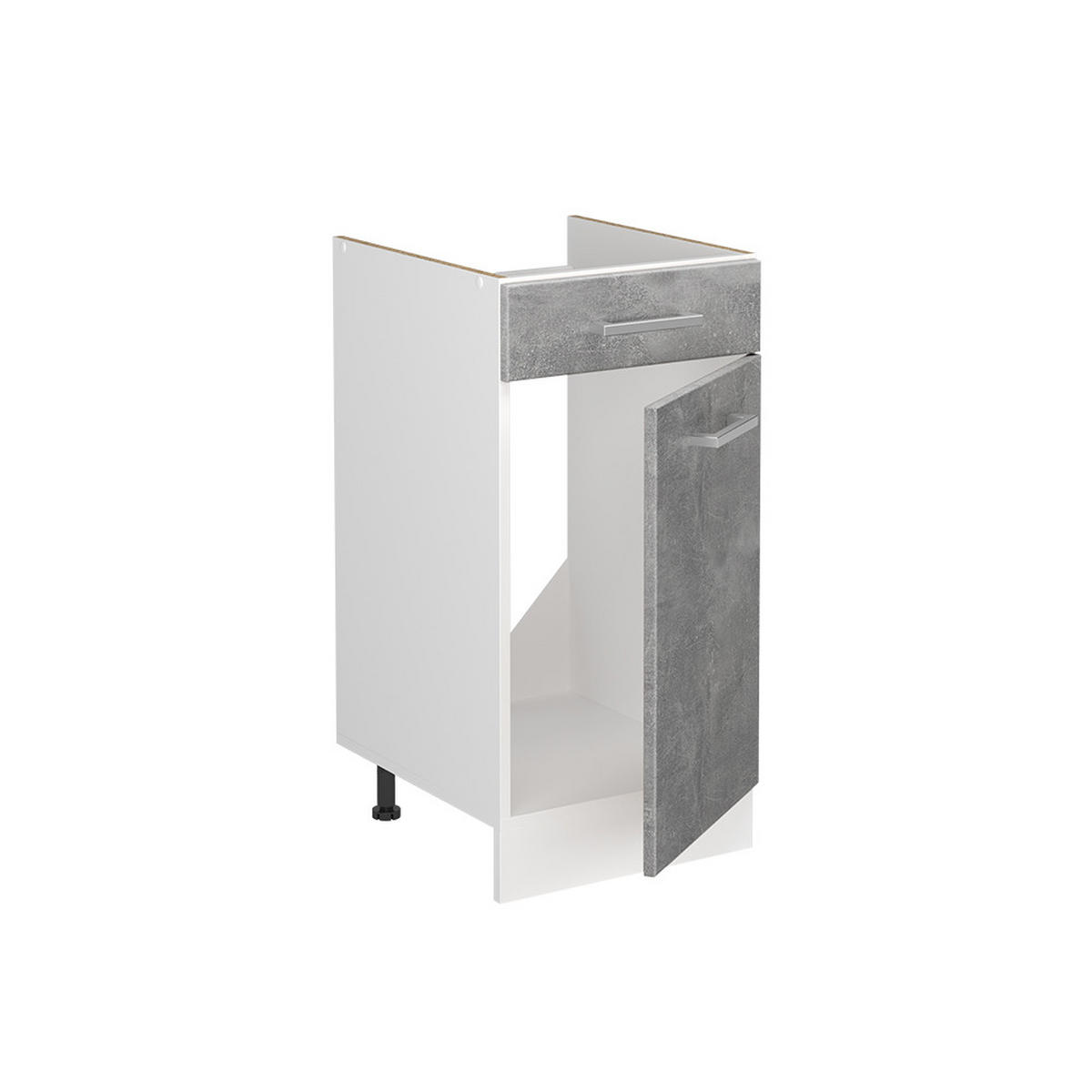 SPÜLENUNTERSCHRANK R-Line, Beton/Weiß, 40 cm Arbeitsplatte Marmor - Weiß/Grau, Holzwerkstoff (40/81.6/60cm) - Vicco