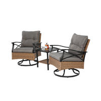 GARTENMÖBEL-SET 64/58/82 cm braun-grau aus Stahl und PE-Rattan dreh- und schaukelbar - Grau, Metall - OKWISH