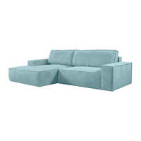 ECKSOFA mit Schlaffunktion - Ecke Links - Cord - Türkisblau - AMELIA - Blau, Textil (167/267cm) - Vente-Unique