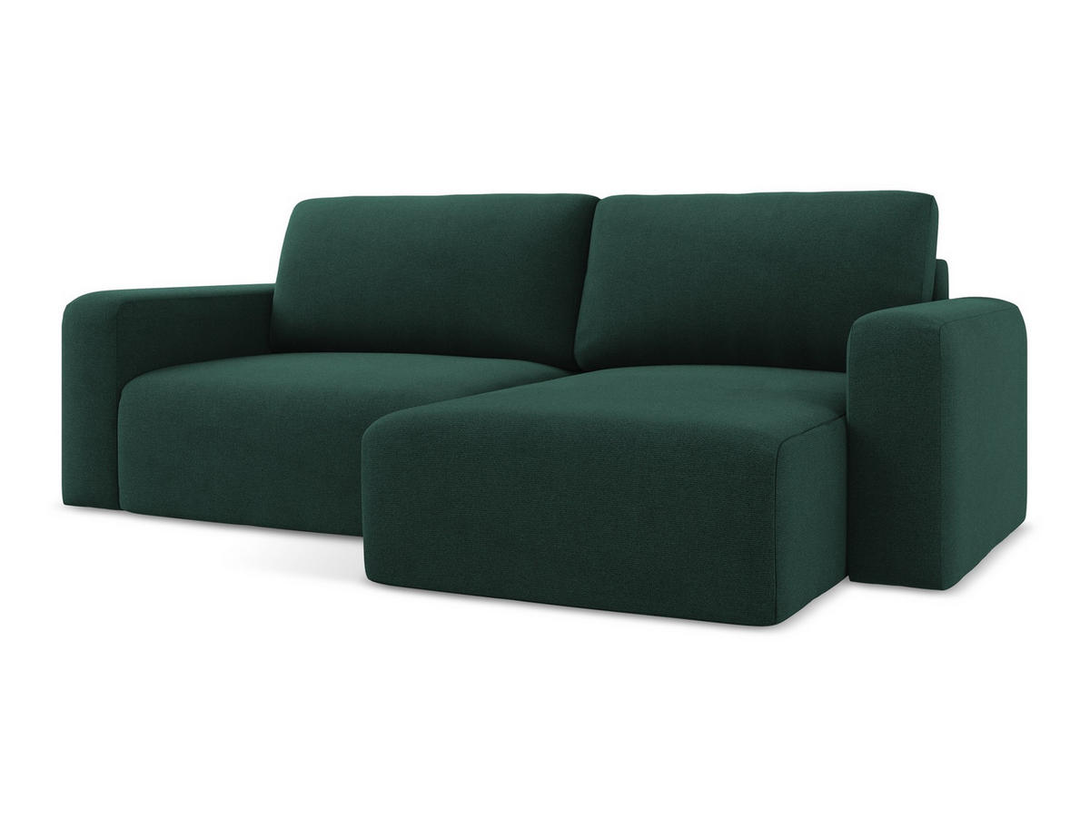 ECKSOFA mit Schlaffunktion rechts Strukturstoff Stoff Grün - Dunkelgrün/Schwarz, Kunststoff/Textil (244/149cm) - Makamii