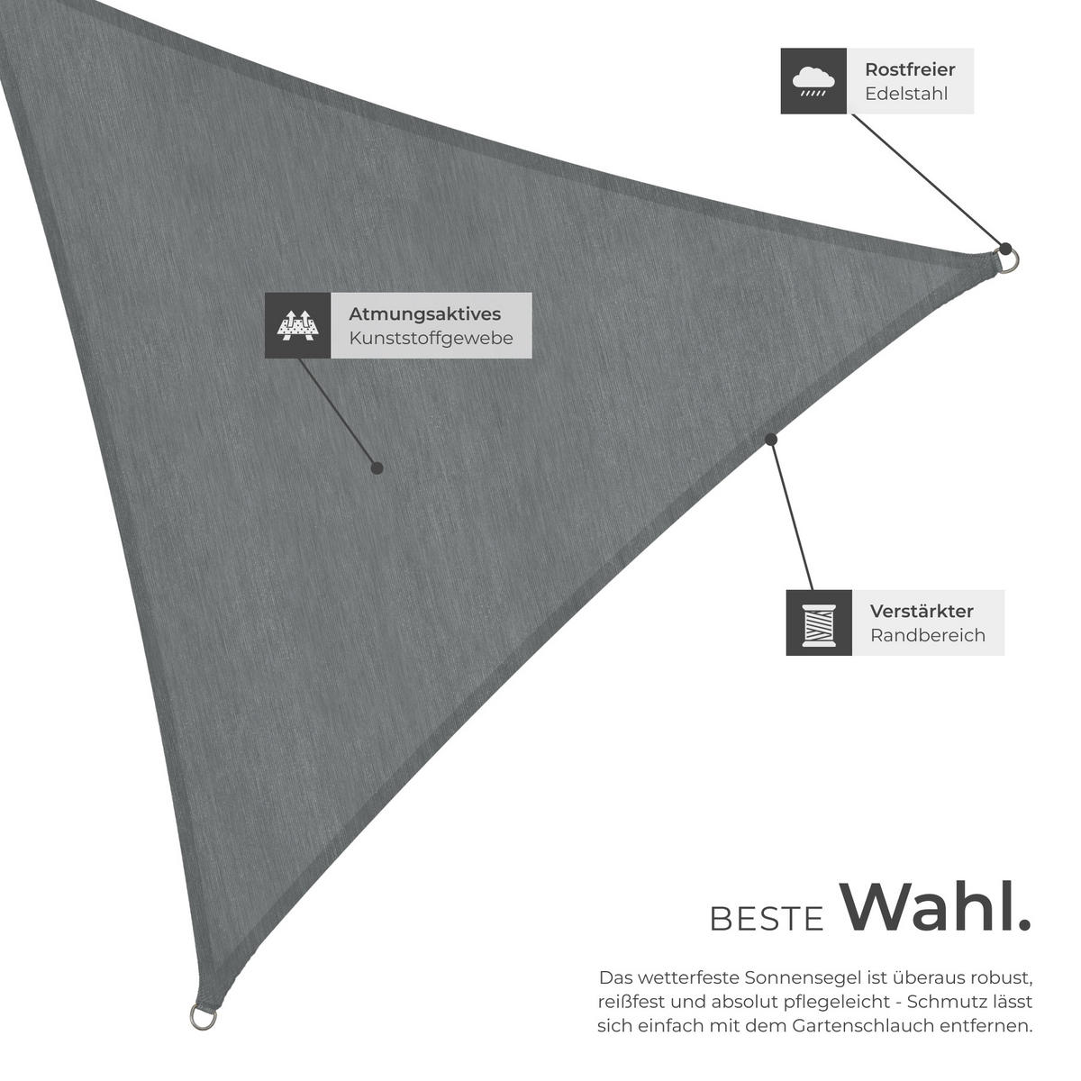 SONNENSEGEL , inklusive Spannseile, grau - Grau, Kunststoff (360/360cm) - tectake