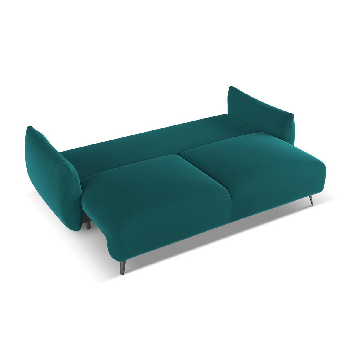 3-SITZER SOFA mit Schlaffunktion Samt Stoff Blau - Blau/Petrol, Textil/Metall (230/86/105cm) - LaMiaSofa