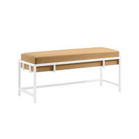 POLSTERBANK LAMO 80 cm Dunkelbeige, Weißes Metallgestell - Beige, Holzwerkstoff (80/45/35cm) - Bettso