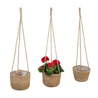 3XSEEGRAS-BLUMENAMPEL - Hellbraun, Kunststoff/Textil (85cm) - Relaxdays