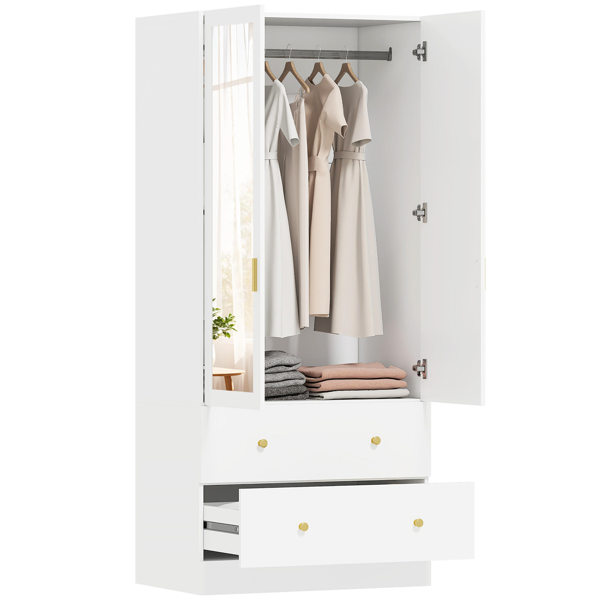 ComfortXL Kleiderschrank Weiß 50x180x80 cm