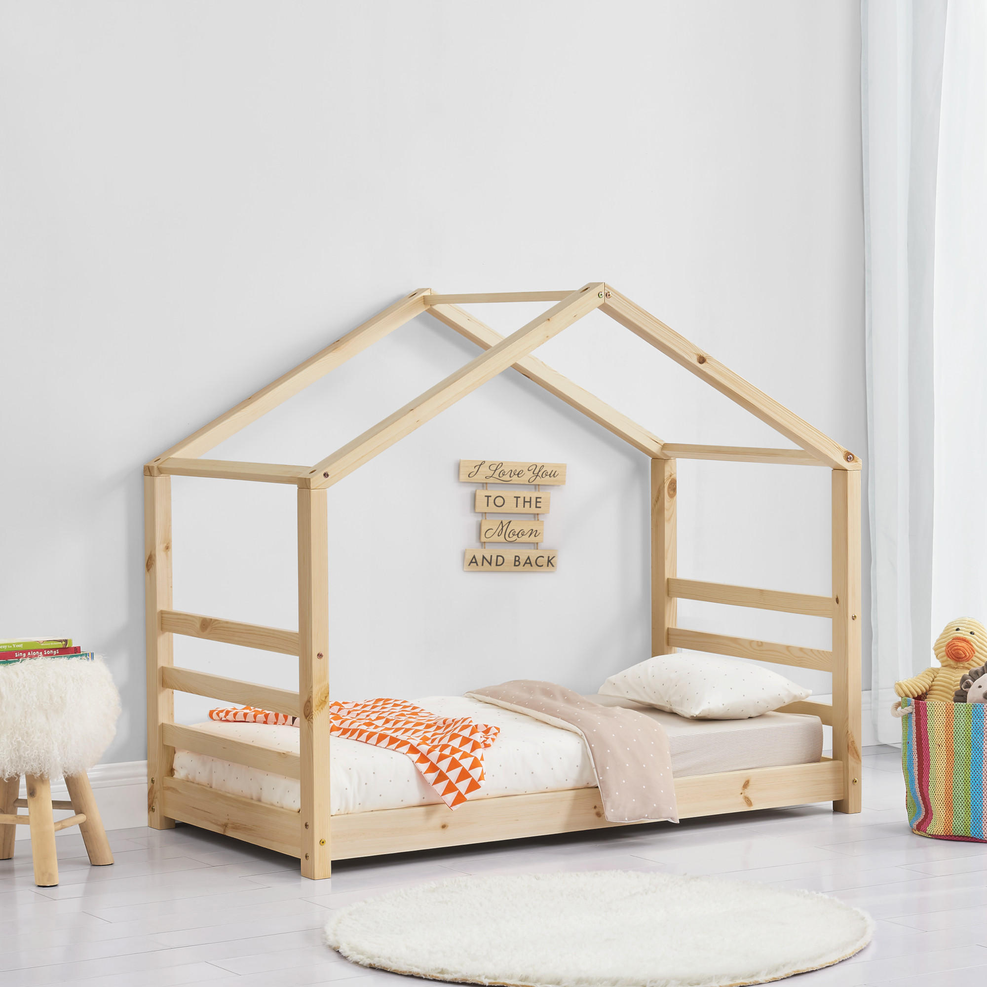 HAUSBETT Vardø - Naturfarben, Holz (80/160cm) - [en.casa]