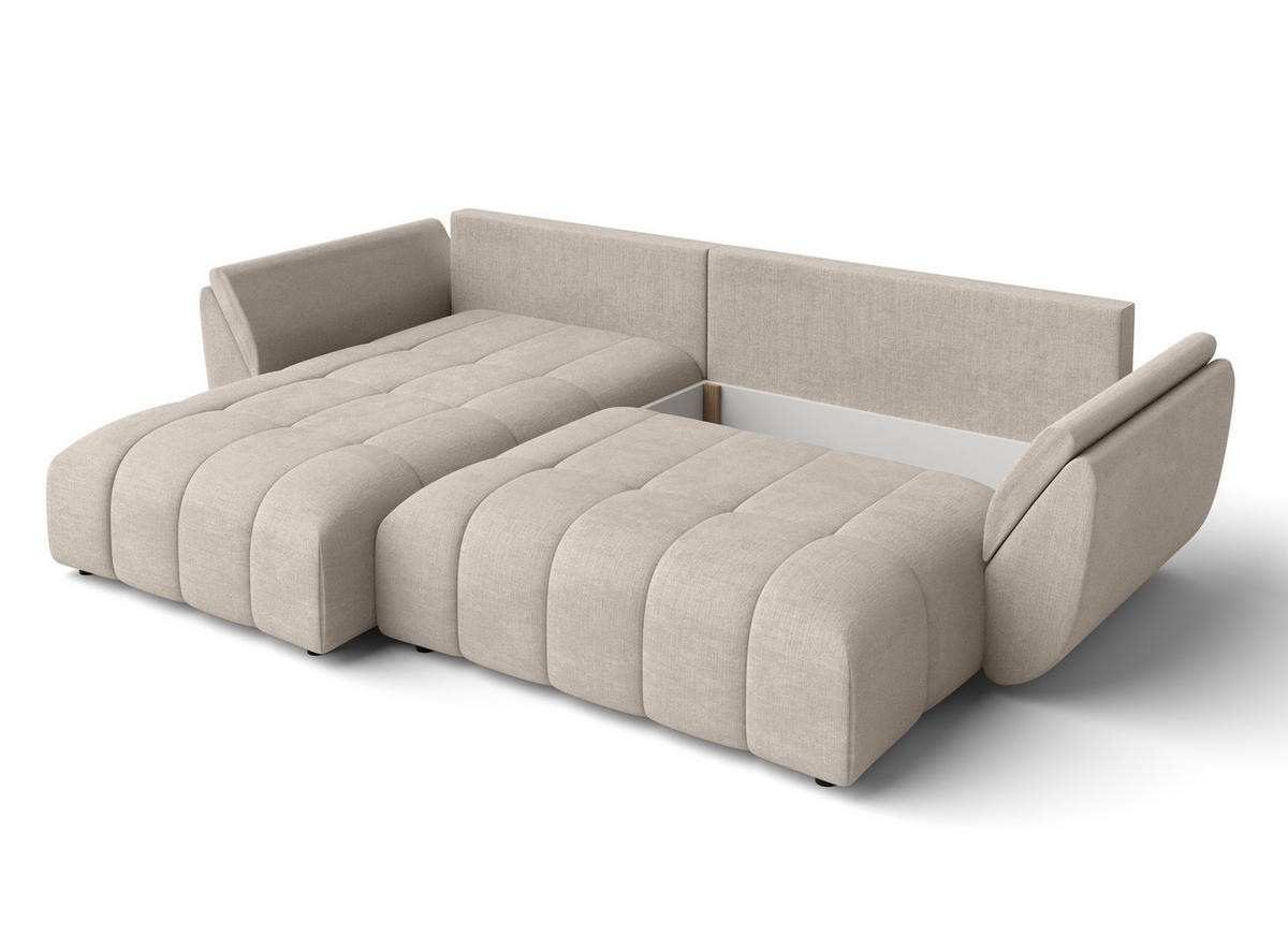 ECKSOFA L Form Verciani Hellbraun 266/190/91 cm mit Schlaffunktion - Schwarz/Bronzefarben, Kunststoff/Textil (266/190cm) - AX Living