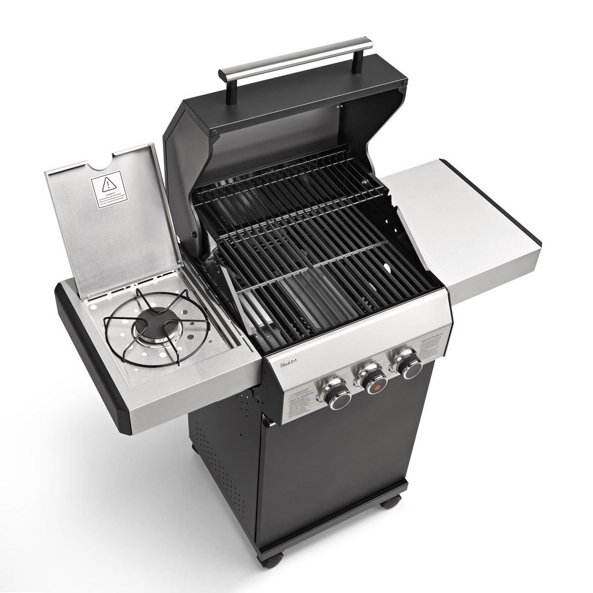 GASGRILL BLACK 2+1 Set mit Edelstahlrost - Schwarz, Metall (116/115/50cm) - TAINO