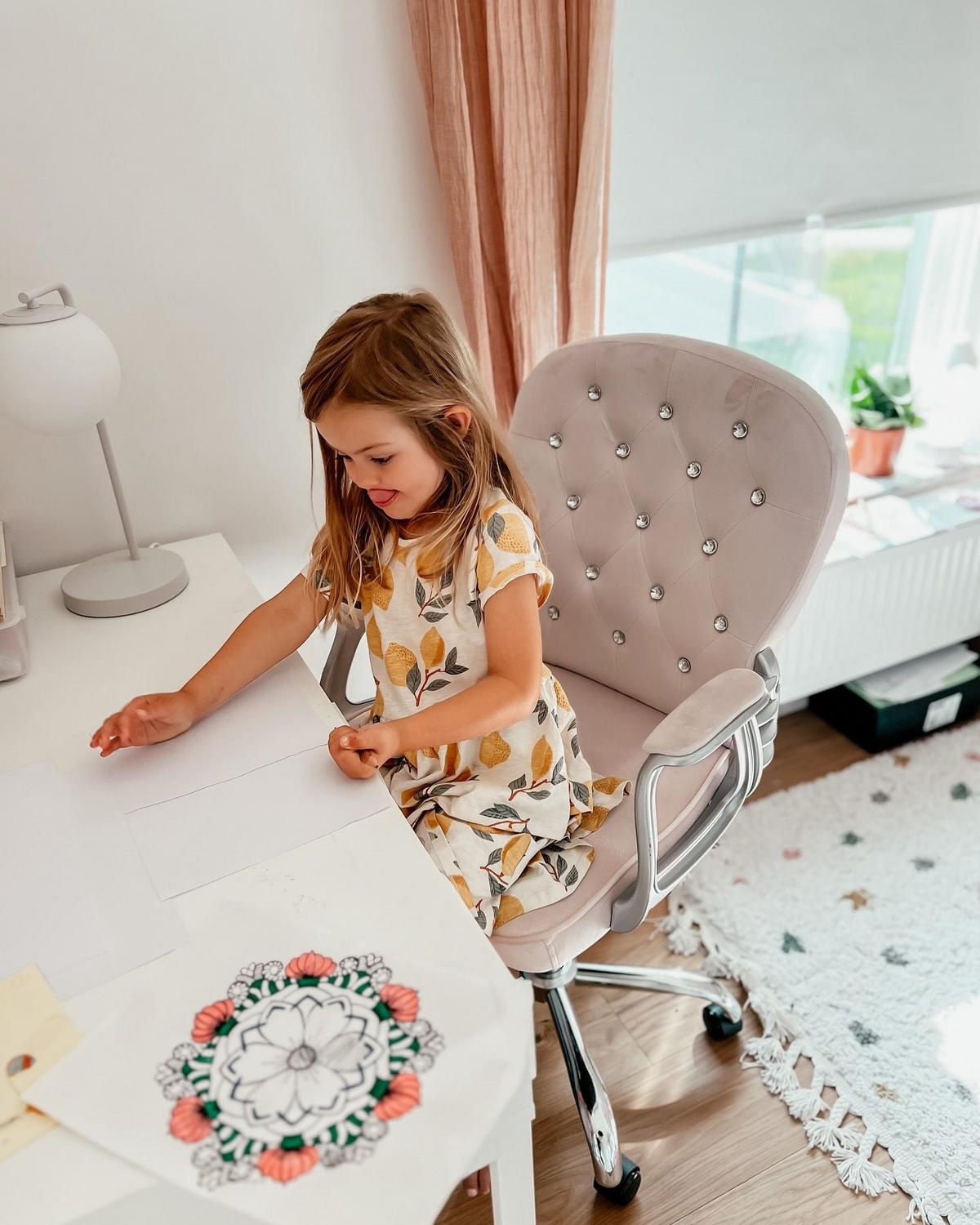 KANCELÁŘSKÁ ŽIDLE Sametová látka Růžová Princess - růžová, kov/textil (60/98/60cm) - Beliani