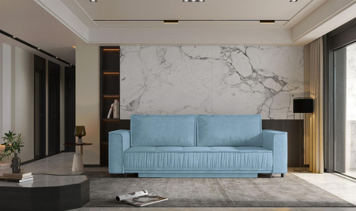 SCHLAFSOFA Juna - Blau, Holzwerkstoff/Textil (230/86/85cm) - Fun Möbel