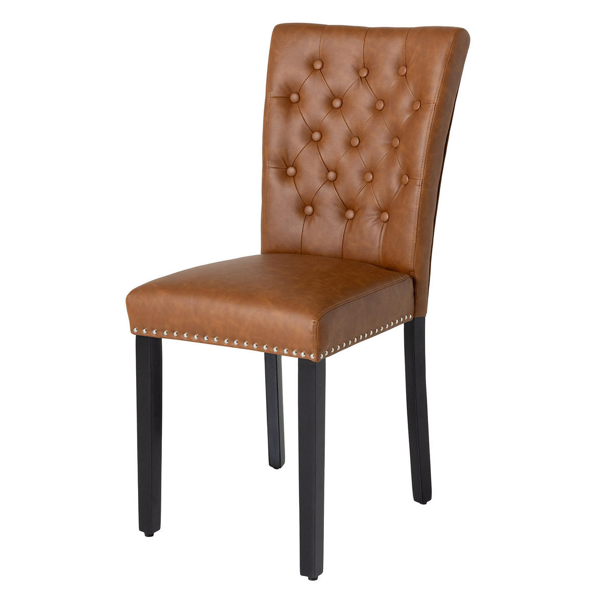 STUHL CASTLE Kunstleder Braun 100 cm - Schwarz/Braun, Holz/Kunststoff (47/97/58cm) - riess-ambiente