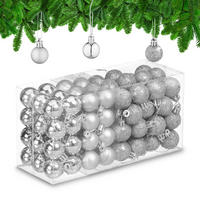 96-TLG.WEIHNACHTSKUGELN-SET - Silberfarben, Kunststoff (3/4/3cm) - Relaxdays
